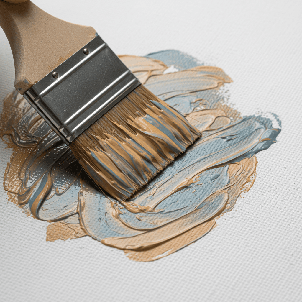 Close-up of textured canvas with brushstrokes