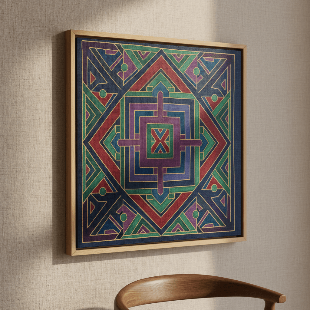 Framed print displayed on a gallery wall